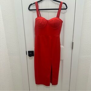 Trixxie Red Bustier Midi Dress NWT